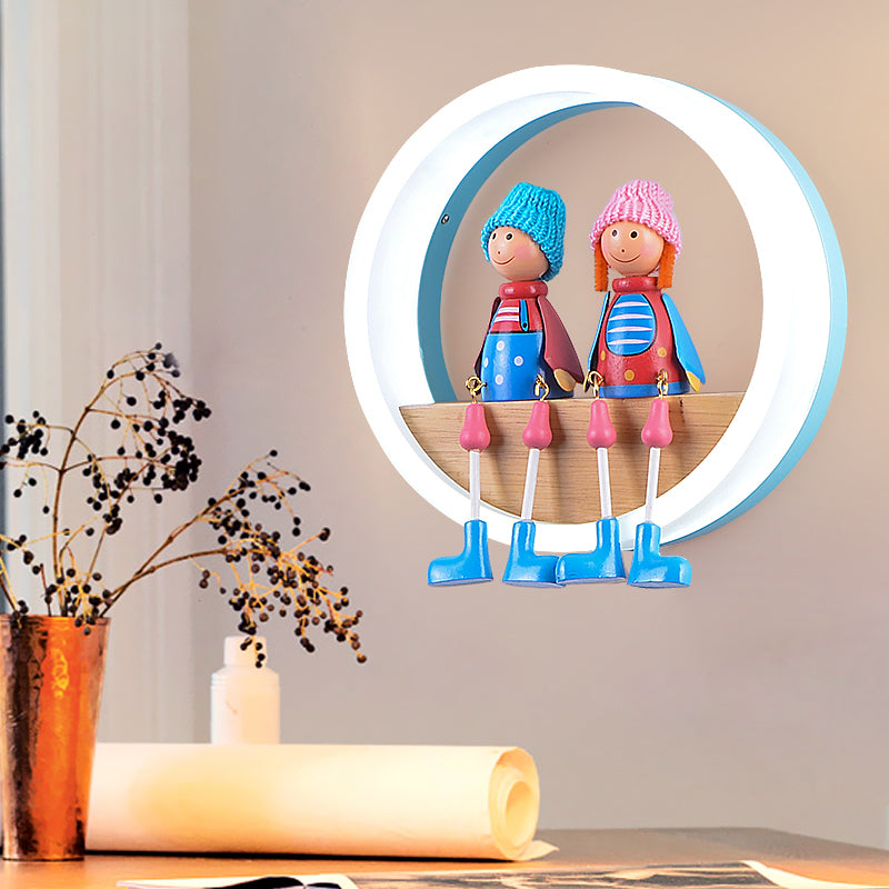 Cartoon Big O Wall Light with Couple Acrylic Sconce Light for Child Bedroom Restaurant Blue Clearhalo 'Wall Lamps & Sconces' 'Wall Lights' Lighting' 187501