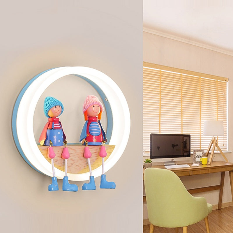 Cartoon Big O Wall Light with Couple Acrylic Sconce Light for Child Bedroom Restaurant Clearhalo 'Wall Lamps & Sconces' 'Wall Lights' Lighting' 187502