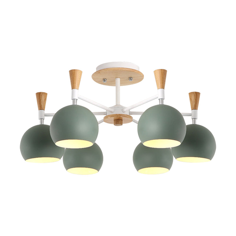 Nordic Stylish Suspension Light Globe Shade Six Lights Metal Chandelier for Study Room Clearhalo 'Ceiling Lights' 'Chandeliers' Lighting' options 187514