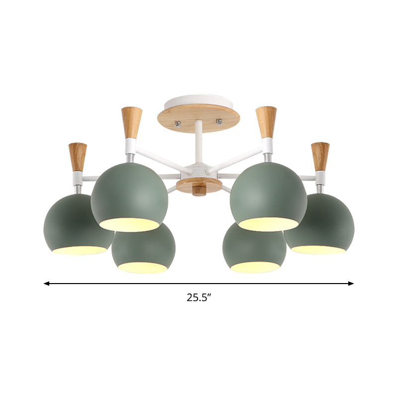Nordic Stylish Suspension Light Globe Shade Six Lights Metal Chandelier for Study Room Clearhalo 'Ceiling Lights' 'Chandeliers' Lighting' options 187515