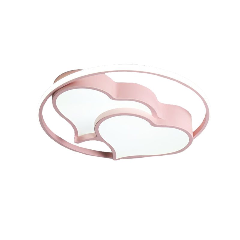 Modern Ring Ceiling Fixture with 2-Heart Acrylic and Metal Flush Mount Light for Living Room Clearhalo 'Ceiling Lights' 'Close To Ceiling Lights' 'Close to ceiling' 'Flush mount' Lighting' 187524