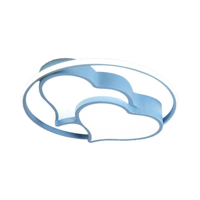 Modern Ring Ceiling Fixture with 2-Heart Acrylic and Metal Flush Mount Light for Living Room Clearhalo 'Ceiling Lights' 'Close To Ceiling Lights' 'Close to ceiling' 'Flush mount' Lighting' 187526