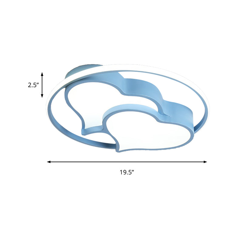 Modern Ring Ceiling Fixture with 2-Heart Acrylic and Metal Flush Mount Light for Living Room Clearhalo 'Ceiling Lights' 'Close To Ceiling Lights' 'Close to ceiling' 'Flush mount' Lighting' 187527