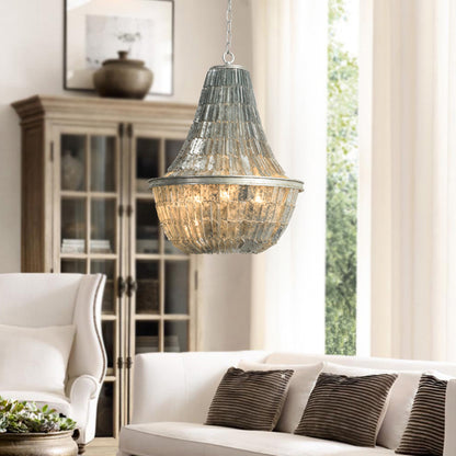 Teardrop Chandelier Light Fixture Modernism Shell 3 Lights Pendant Light Fixture in Silver Silver Clearhalo 'Ceiling Lights' 'Chandeliers' 'Modern Chandeliers' 'Modern' Lighting' 187577