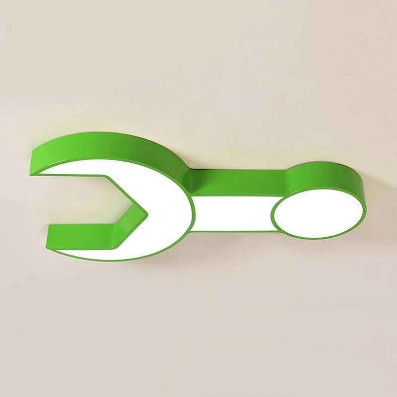 Lovely Wrench Shape Ceiling Mount Light Acrylic Ceiling Fixture for Kindergarten Bedroom Green Clearhalo 'Ceiling Lights' 'Close To Ceiling Lights' 'Close to ceiling' 'Flush mount' Lighting' 187612