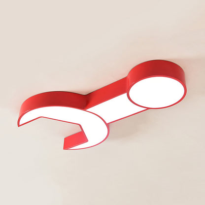 Lovely Wrench Shape Ceiling Mount Light Acrylic Ceiling Fixture for Kindergarten Bedroom Red Clearhalo 'Ceiling Lights' 'Close To Ceiling Lights' 'Close to ceiling' 'Flush mount' Lighting' 187615
