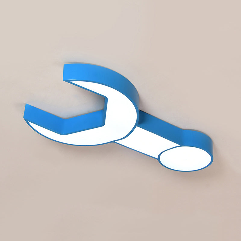 Lovely Wrench Shape Ceiling Mount Light Acrylic Ceiling Fixture for Kindergarten Bedroom Blue Clearhalo 'Ceiling Lights' 'Close To Ceiling Lights' 'Close to ceiling' 'Flush mount' Lighting' 187617