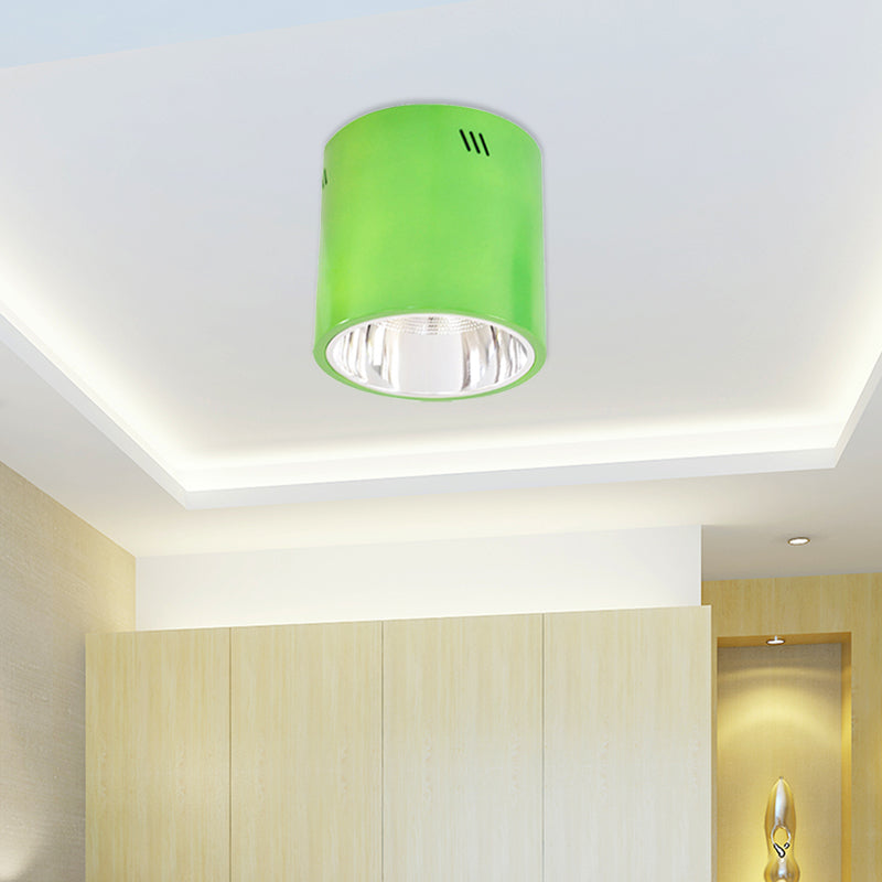 1 Head Drum Shaped Ceiling Mount Light Commercial Metal Down Light for Cloth Shop Green Clearhalo 'Ceiling Lights' 'Close To Ceiling Lights' 'Close to ceiling' 'Flush mount' Lighting' 187671