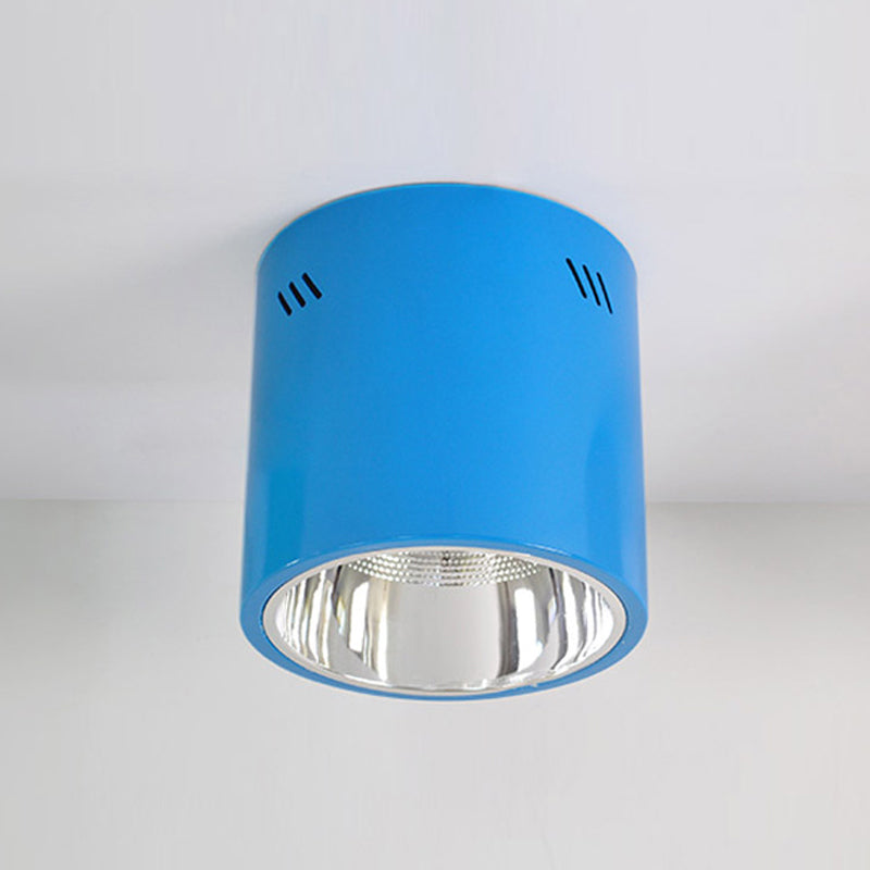 1 Head Drum Shaped Ceiling Mount Light Commercial Metal Down Light for Cloth Shop Blue Clearhalo 'Ceiling Lights' 'Close To Ceiling Lights' 'Close to ceiling' 'Flush mount' Lighting' 187675