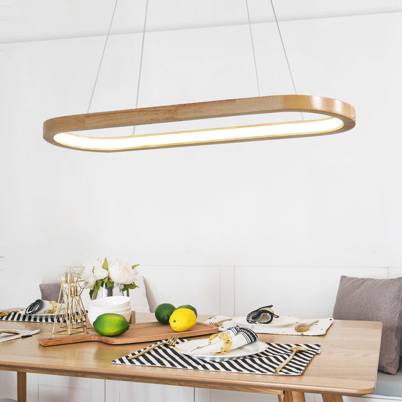 27.5"/35.5" Wide Nordic Oval Wooden Chandelier Light LED Ceiling Pendant for Dining Room Clearhalo 'Ceiling Lights' 'Chandeliers' Lighting' options 187788
