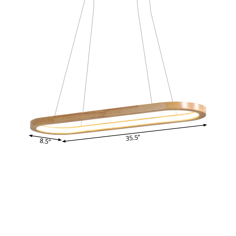 27.5"/35.5" Wide Nordic Oval Wooden Chandelier Light LED Ceiling Pendant for Dining Room Clearhalo 'Ceiling Lights' 'Chandeliers' Lighting' options 187793