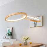 Wood Double-Ring Pendant Light Dining Room Modern Simple Chandelier in Beige Clearhalo 'Carpenter Chandeliers' 'Ceiling Lights' 'Chandeliers' 'Industrial' 'Modern Chandeliers' 'Modern' Lighting' 187853