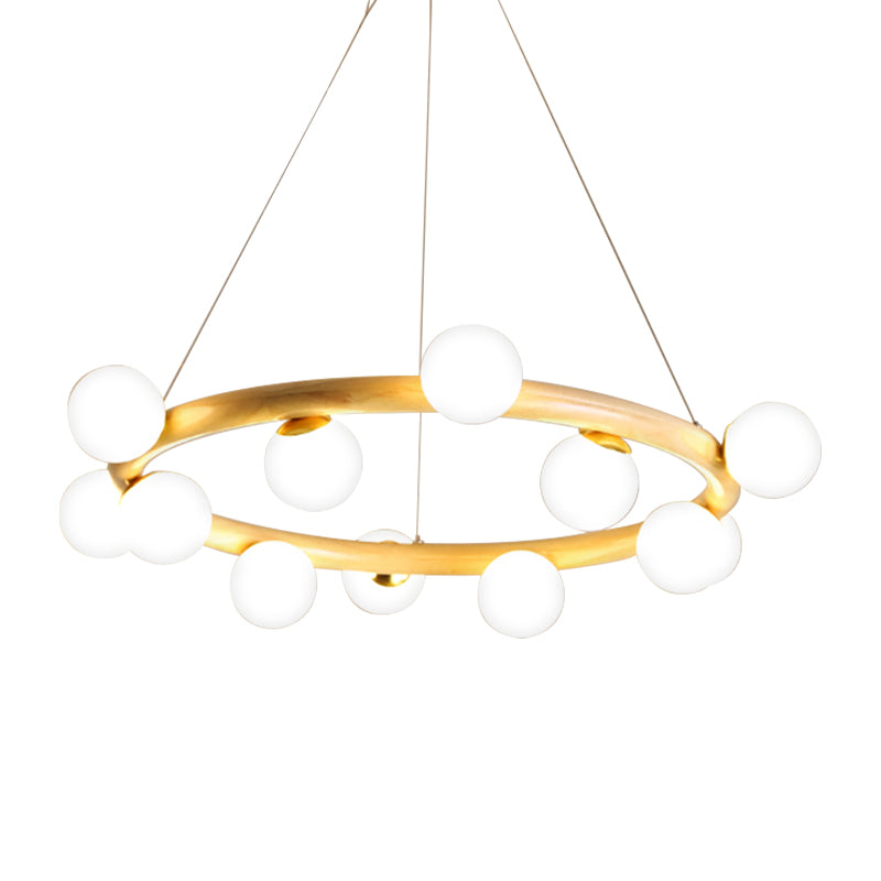 Wood Ring Suspension Light with Bubble Shade Japanese Style Pendant Light in Beige for Study Room Clearhalo 'Carpenter Chandeliers' 'Ceiling Lights' 'Chandeliers' 'Industrial' 'Modern Chandeliers' 'Modern' Lighting' 187865
