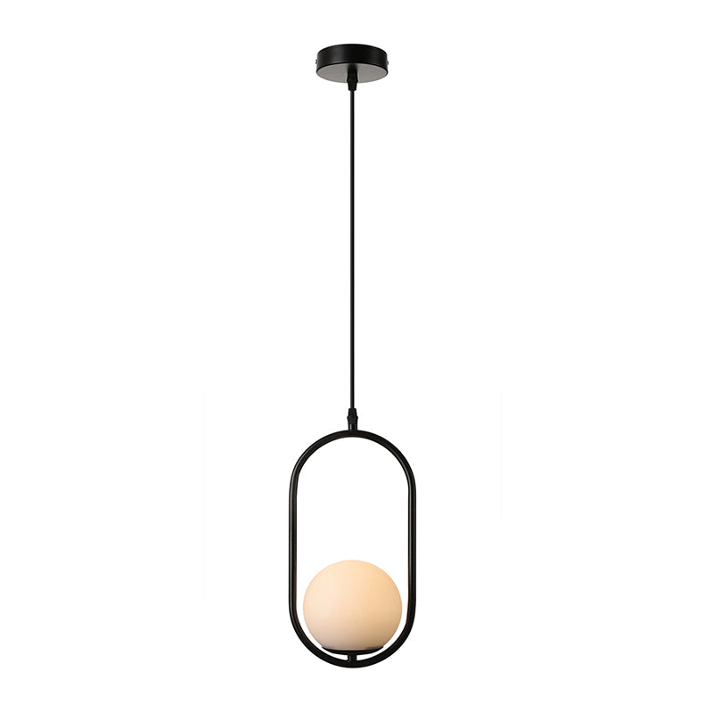 Globe Pendant Lighting Modern White Glass 1/2 Lights Black/Gold Hanging Ceiling Lamp for Bedroom Clearhalo 'Ceiling Lights' 'Glass shade' 'Glass' 'Iluminaci��n' 'L��mparas Colgantes' 'L��mparas de Techo' 'Modern Pendants' 'Modern' 'Pendant Lights' 'Pendants' Hogar' Lighting' 188077