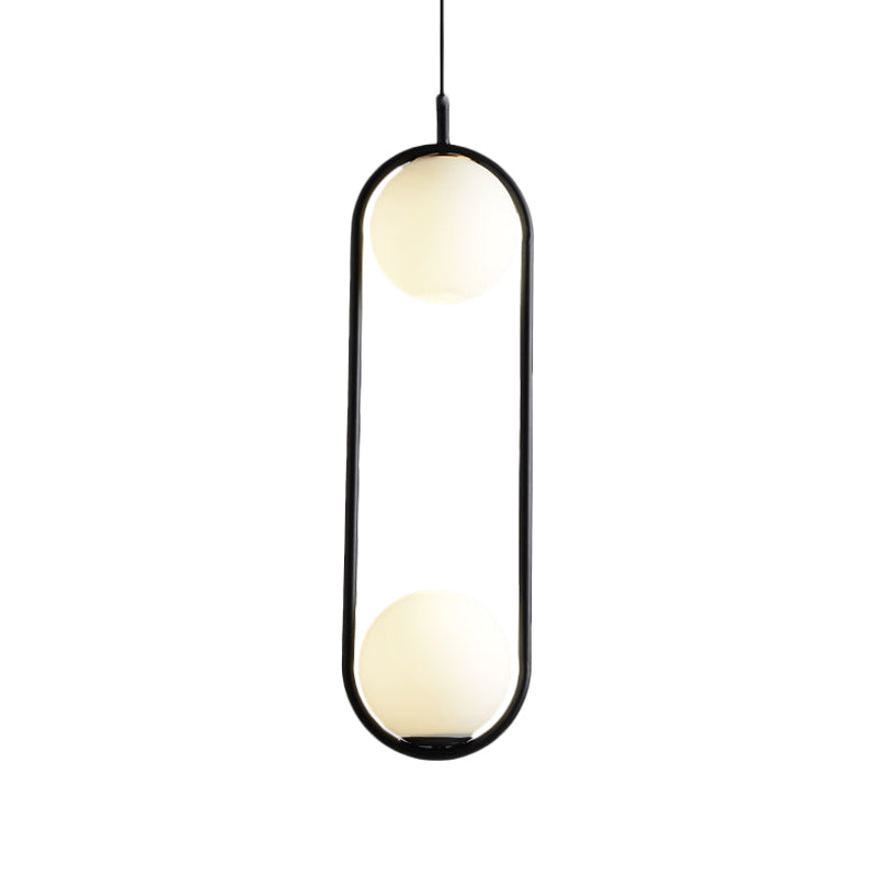 Globe Pendant Lighting Modern White Glass 1/2 Lights Black/Gold Hanging Ceiling Lamp for Bedroom Clearhalo 'Ceiling Lights' 'Glass shade' 'Glass' 'Iluminaci��n' 'L��mparas Colgantes' 'L��mparas de Techo' 'Modern Pendants' 'Modern' 'Pendant Lights' 'Pendants' Hogar' Lighting' 188083