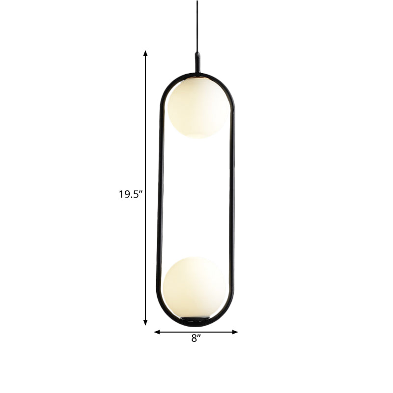 Globe Pendant Lighting Modern White Glass 1/2 Lights Black/Gold Hanging Ceiling Lamp for Bedroom Clearhalo 'Ceiling Lights' 'Glass shade' 'Glass' 'Iluminaci��n' 'L��mparas Colgantes' 'L��mparas de Techo' 'Modern Pendants' 'Modern' 'Pendant Lights' 'Pendants' Hogar' Lighting' 188084