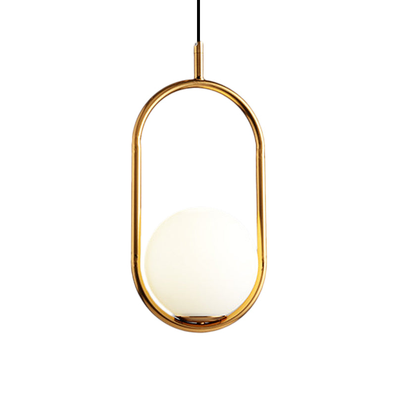 Globe Pendant Lighting Modern White Glass 1/2 Lights Black/Gold Hanging Ceiling Lamp for Bedroom Clearhalo 'Ceiling Lights' 'Glass shade' 'Glass' 'Iluminaci��n' 'L��mparas Colgantes' 'L��mparas de Techo' 'Modern Pendants' 'Modern' 'Pendant Lights' 'Pendants' Hogar' Lighting' 188090