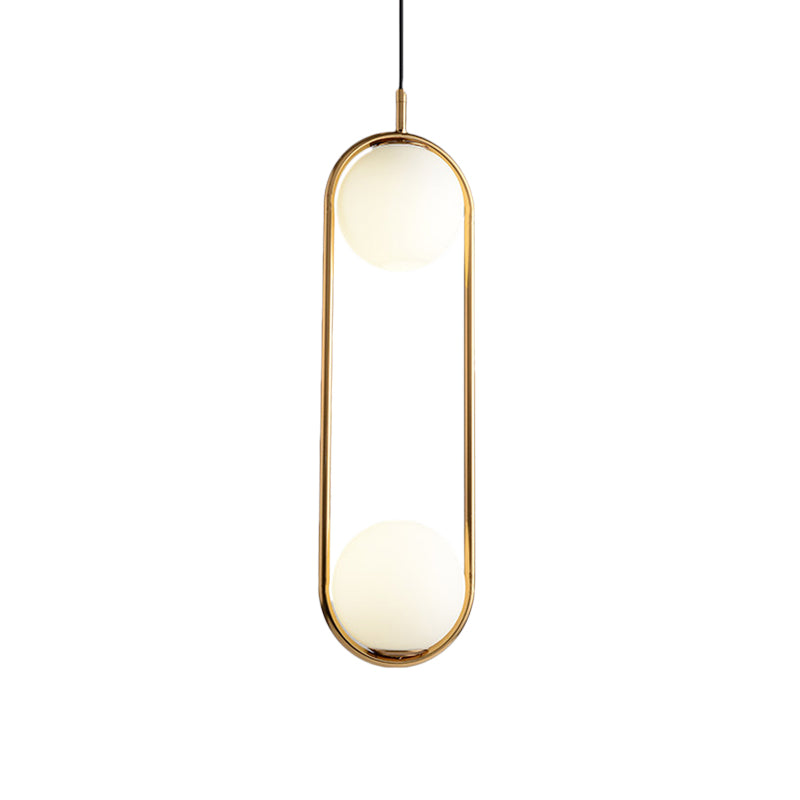 Globe Pendant Lighting Modern White Glass 1/2 Lights Black/Gold Hanging Ceiling Lamp for Bedroom Clearhalo 'Ceiling Lights' 'Glass shade' 'Glass' 'Iluminaci��n' 'L��mparas Colgantes' 'L��mparas de Techo' 'Modern Pendants' 'Modern' 'Pendant Lights' 'Pendants' Hogar' Lighting' 188093