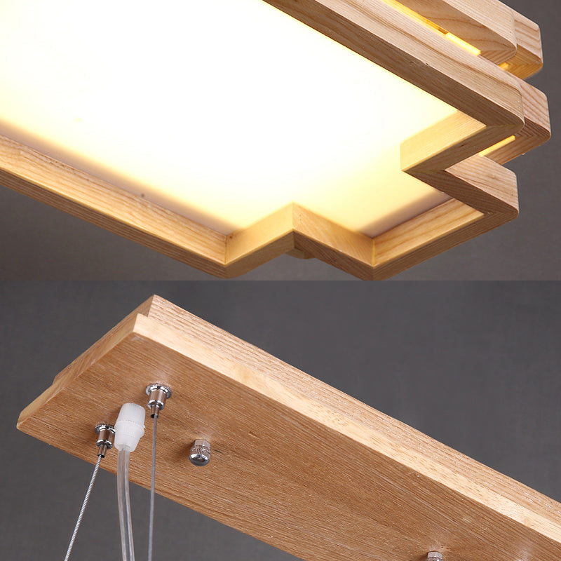 5-Tier Rectangle Hanging Light Wood Nordic Stylish LED Pendant Light in Beige for Tea Station Clearhalo 'Carpenter Chandeliers' 'Ceiling Lights' 'Chandeliers' 'Industrial' 'Modern Chandeliers' 'Modern' Lighting' 188164
