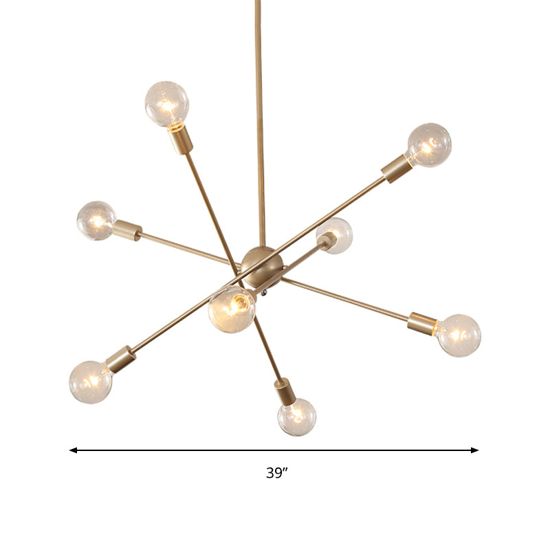Elegant Style Line Hanging Light Multi-Head Metal Chandelier in Gold Finish for Dining Table Clearhalo 'Ceiling Lights' 'Chandeliers' 'Modern Chandeliers' 'Modern' Lighting' 188258