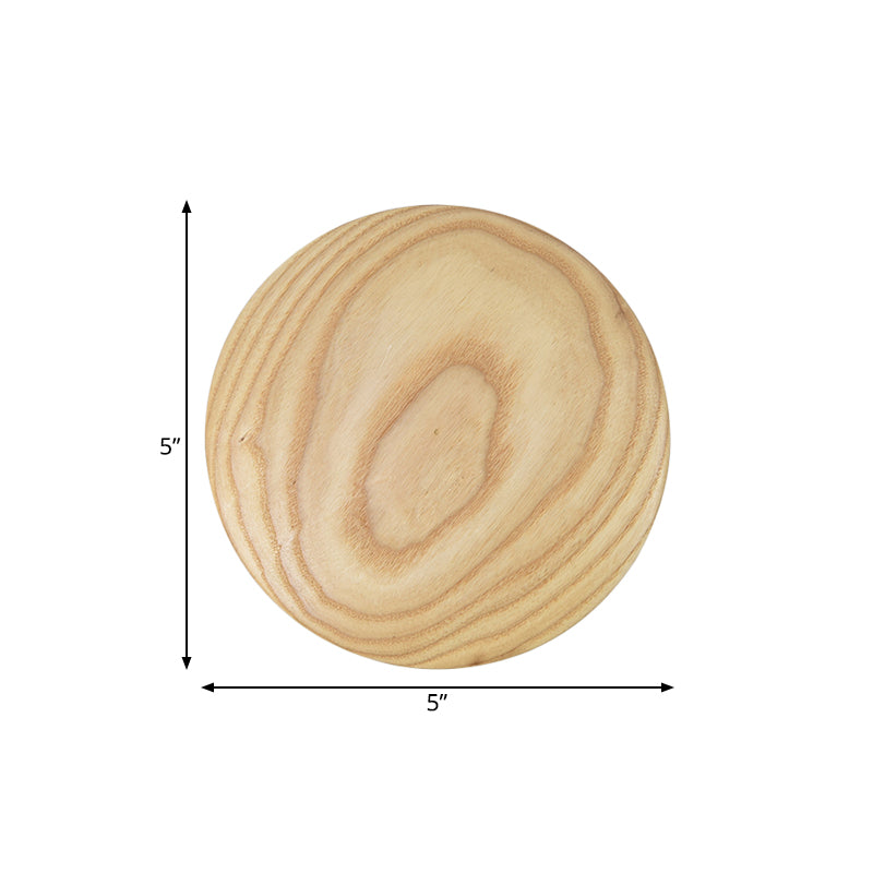 Wood Circle Wall Lighting Ideas Minimalism 5"/7" Width LED Beige Surface Wall Sconce for Parlor Clearhalo 'Modern wall lights' 'Modern' 'Wall Lamps & Sconces' 'Wall Lights' Lighting' 1883137