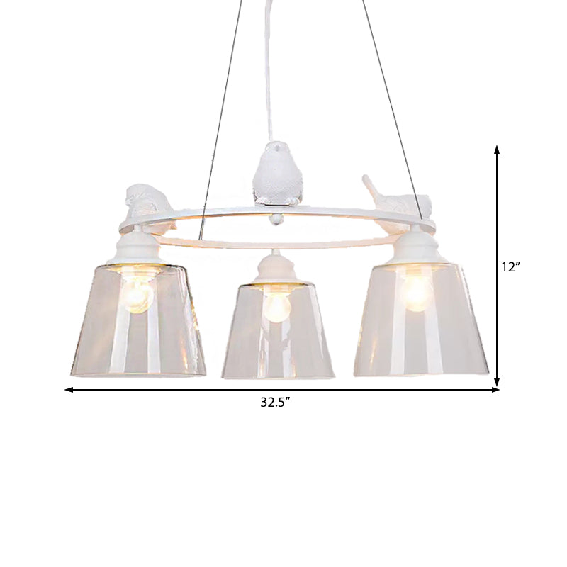 Bucket Shade Pendant Light with Bird Nordic Style Transparent Glass Hanging Light in White for Cafe Clearhalo 'Ceiling Lights' 'Chandeliers' 'Close To Ceiling Lights' 'Glass shade' 'Glass' Lighting' 188324