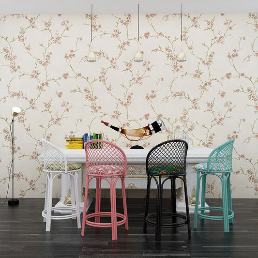 Illustration Blossoming Flower Wallpaper Non-Pasted Wall Art for Living Room, 57.1 sq ft. Yellow