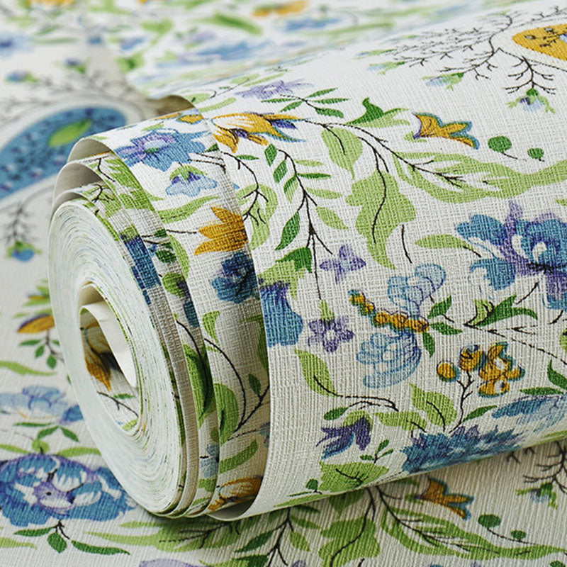 Illustration Mimosa Wallpaper Roll for Living Room in Neutral Color, 33-foot x 20.5-inch Clearhalo 'Country wall decor' 'Rustic' 'Wallpaper' Wall Decor' 1883335