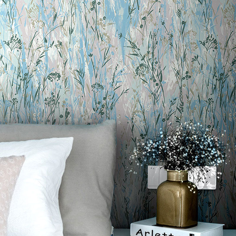 Modern Blossom and Leaf Wallpaper for Living Room Decoration Countryside Wall Art, 33-foot x 20.5-inch Blue Clearhalo 'Country wall decor' 'Rustic' 'Wallpaper' Wall Decor' 1883377