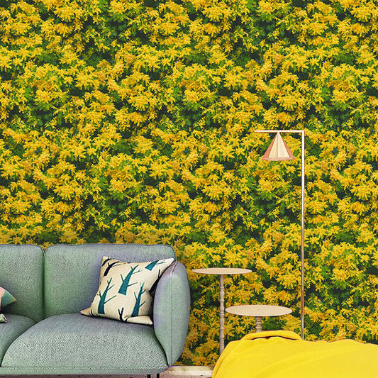 Countryside Blossoming Flower Wallpaper Roll for Dress Shop Decoration, Neutral Color, 57.1 sq ft. Yellow Clearhalo 'Country wall decor' 'Rustic' 'Wallpaper' Wall Decor' 1883393