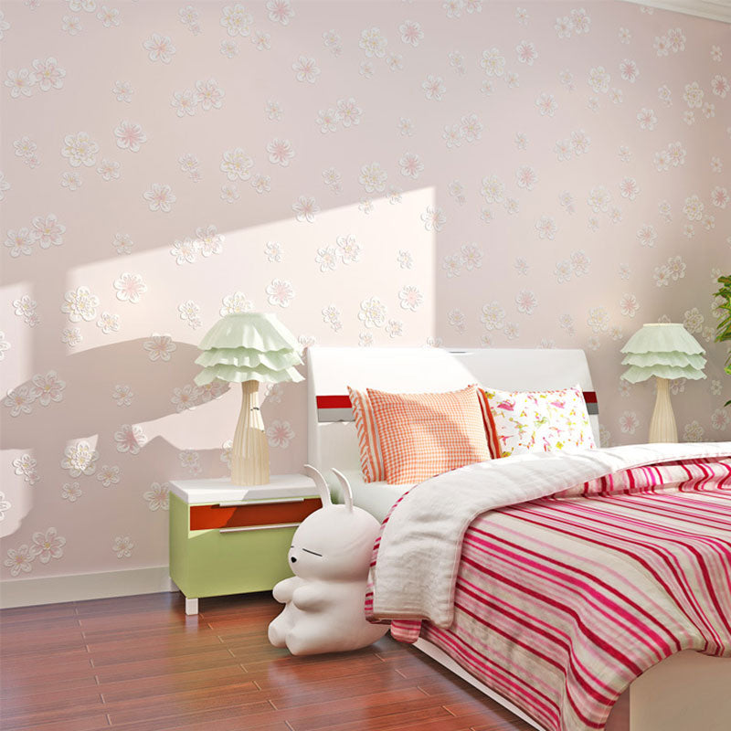 20.5" x 31' Flowers Wallpaper for Girl's Bedroom Blossoms Wall Art in Pink, Stain-Resistant Clearhalo 'Country wall decor' 'Rustic' 'Wallpaper' Wall Decor' 1883413
