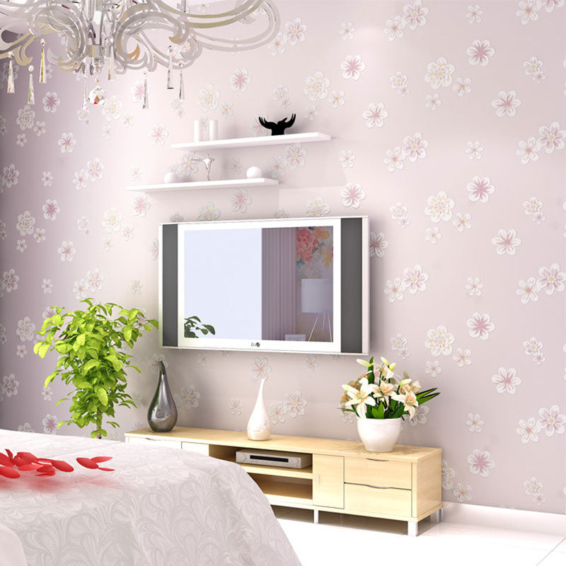 20.5" x 31' Flowers Wallpaper for Girl's Bedroom Blossoms Wall Art in Pink, Stain-Resistant Clearhalo 'Country wall decor' 'Rustic' 'Wallpaper' Wall Decor' 1883414