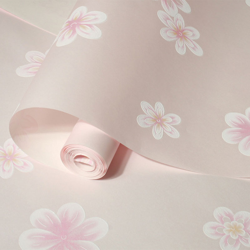 20.5" x 31' Flowers Wallpaper for Girl's Bedroom Blossoms Wall Art in Pink, Stain-Resistant Clearhalo 'Country wall decor' 'Rustic' 'Wallpaper' Wall Decor' 1883419