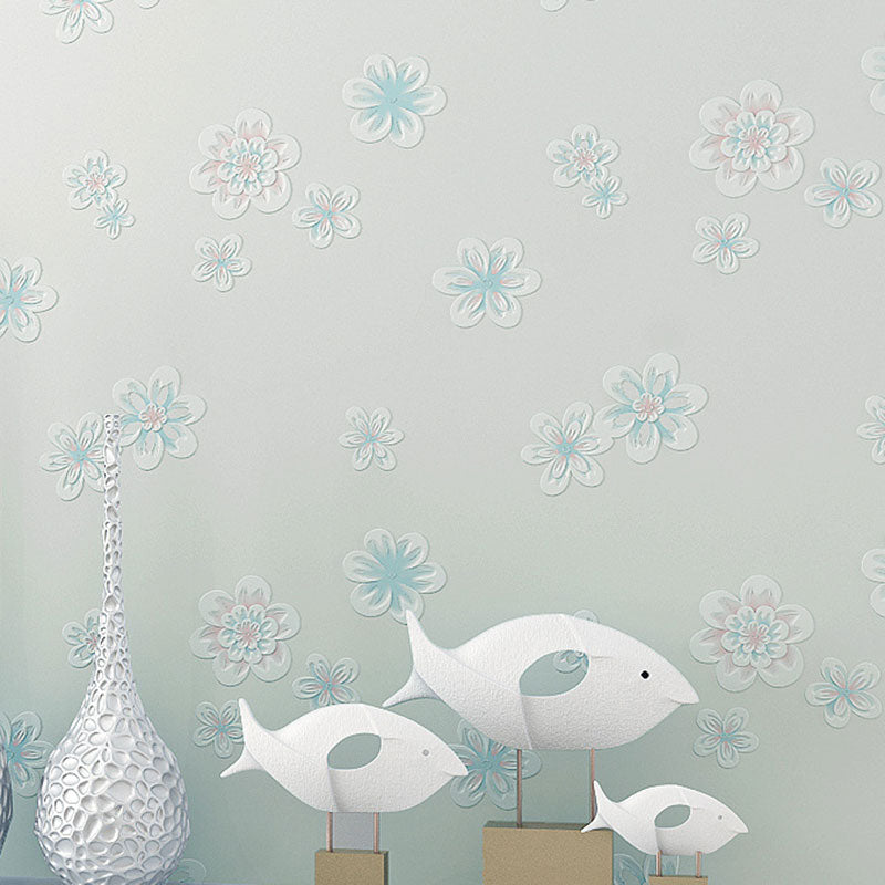 20.5" x 31' Flowers Wallpaper for Girl's Bedroom Blossoms Wall Art in Pink, Stain-Resistant Blue Clearhalo 'Country wall decor' 'Rustic' 'Wallpaper' Wall Decor' 1883425