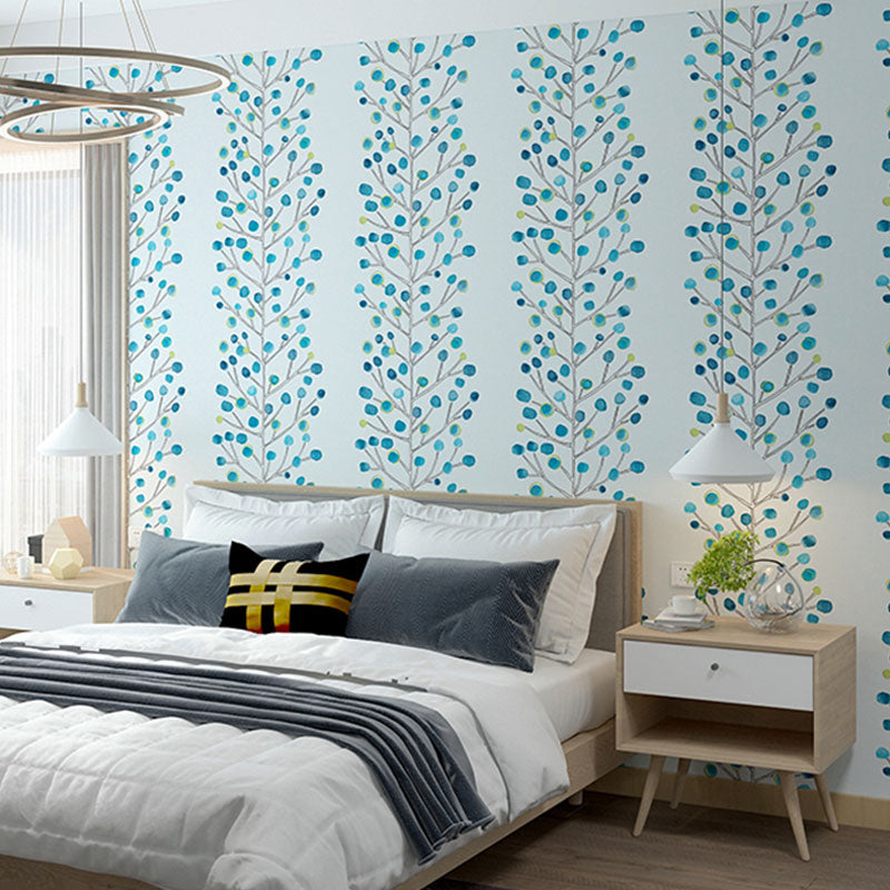 31' x 20.5" Nordic Wallpaper Roll for Living Room Decoration with Tree and Stem Pattern in Neutral Color Blue Clearhalo 'Country wall decor' 'Rustic' 'Wallpaper' Wall Decor' 1883436