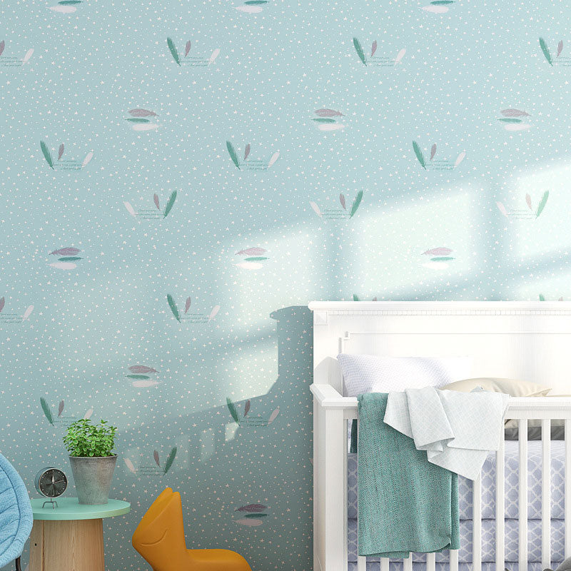 Cartoon Pattern Wall Covering in Pink and Blue Boy's or Girl's Bedroom Wallpaper Roll, 64.6 sq ft. Blue Star Clearhalo 'Wall Decor' 'Wallpaper' 1883476