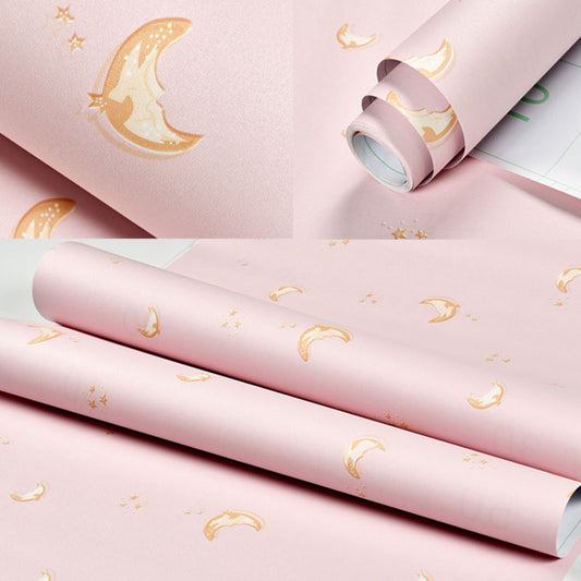 Cartoon Pattern Wall Covering in Pink and Blue Boy's or Girl's Bedroom Wallpaper Roll, 64.6 sq ft.