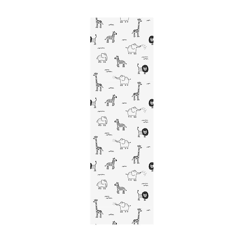 Contemporary Wall Covering Grey and White Giraffe and Elephant Wallpaper Roll, 29.1 sq ft. Clearhalo 'Wall Decor' 'Wallpaper' 1883533