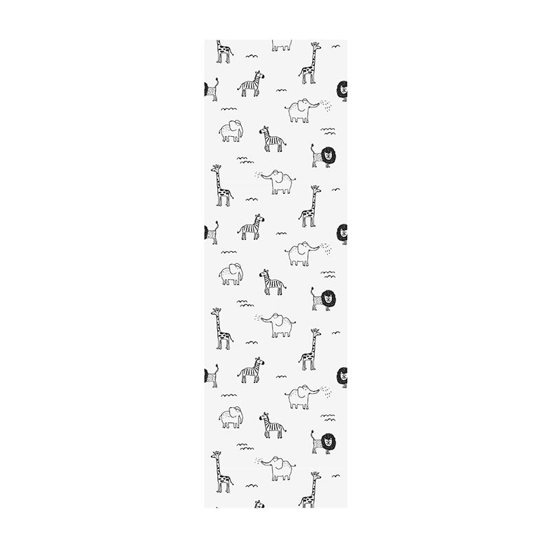 Contemporary Wall Covering Grey and White Giraffe and Elephant Wallpaper Roll, 29.1 sq ft. Clearhalo 'Wall Decor' 'Wallpaper' 1883533