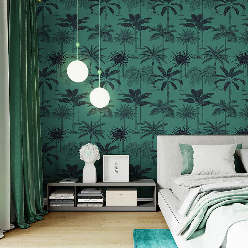 Natural Color Coconut Tree Wallpaper Stain-Resistant Wall Covering for Coffee Shop Decor, 33'L x 20.5"W Clearhalo 'Modern wall decor' 'Modern' 'Wallpaper' Wall Decor' 1883580