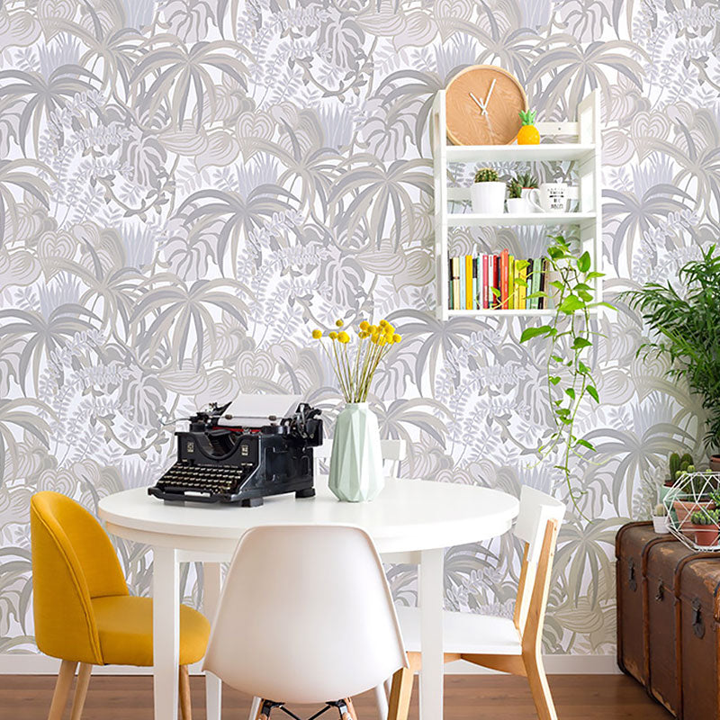 Illustration Banana Leaves Wall Art Non-Woven Wallpaper for Guest Room, 33-foot x 20.5-inch Clearhalo 'Modern wall decor' 'Modern' 'Wallpaper' Wall Decor' 1883587