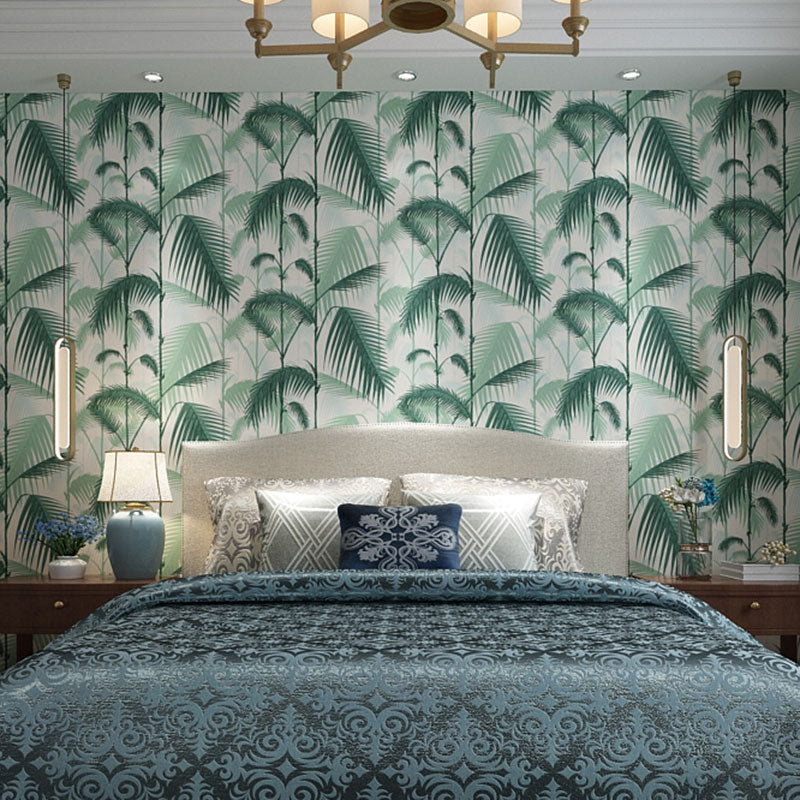 Tropical Plants Wall Covering in Green Non-Pasted Leaves Wall Art, 20.5-inch x 33-foot Clearhalo 'Modern wall decor' 'Modern' 'Wallpaper' Wall Decor' 1883654