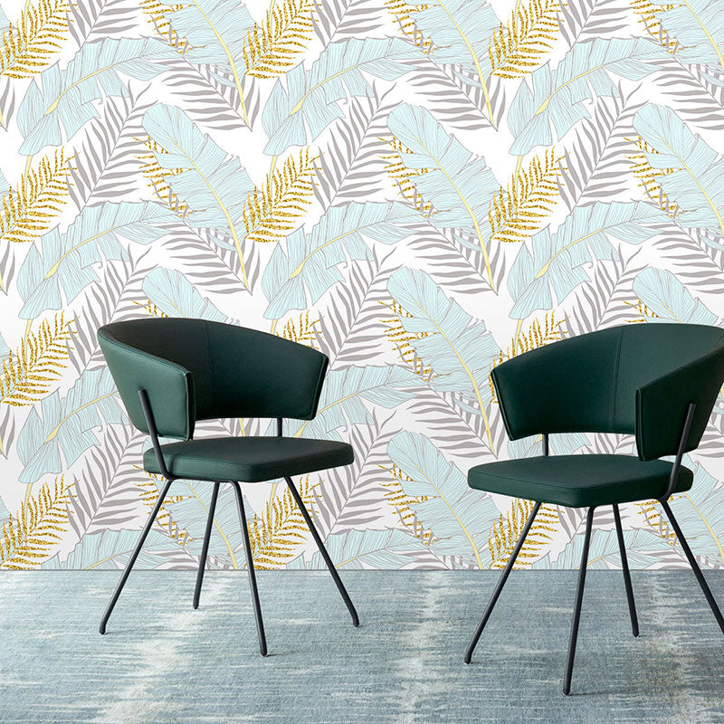 Stain-Resistant Palm Tree Wallpaper 29.1 sq ft. Contemporary Wall Art for Accent Wall, Self-Adhesive Blue-Gray Clearhalo 'Modern wall decor' 'Modern' 'Wallpaper' Wall Decor' 1883664