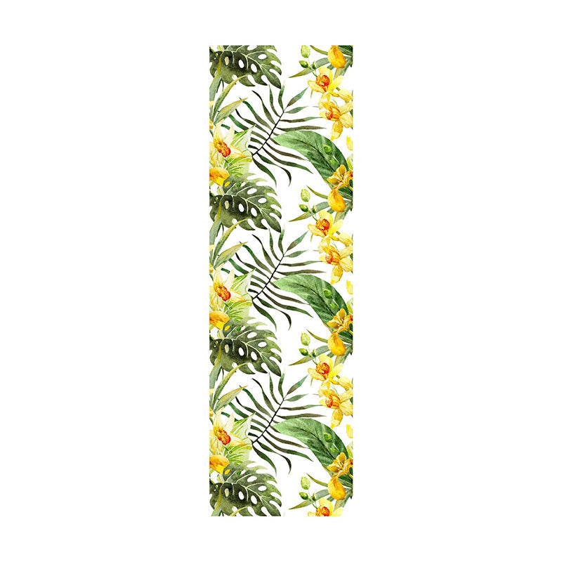 Palm Leaves Wallpaper Roll for Thai Restaurant Blossoms Wall Art in Green and Yellow, Stain-Resistant, Easy to Remove Clearhalo 'Modern wall decor' 'Modern' 'Wallpaper' Wall Decor' 1883679