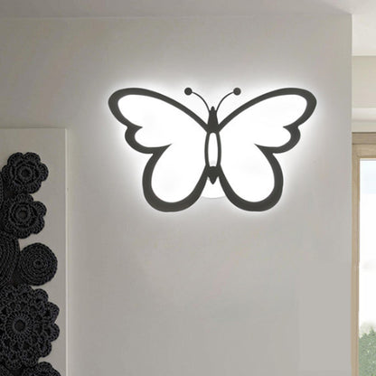 Kids White Wall Sconce Butterfly Shape Acrylic Wall Light for Bedside Dining Room White Clearhalo 'Wall Lamps & Sconces' 'Wall Lights' Lighting' 188404
