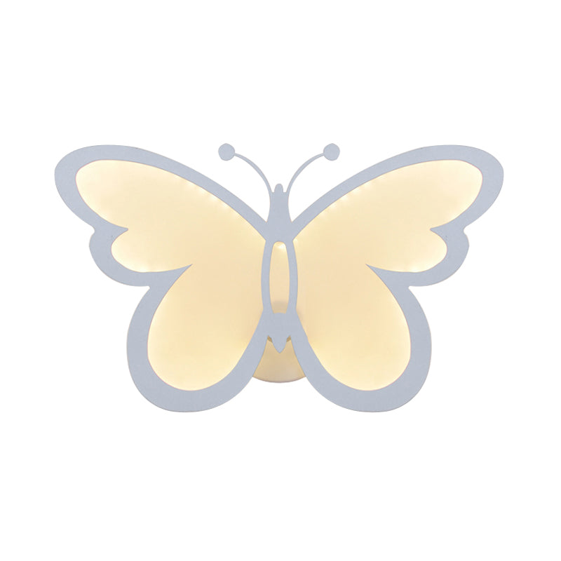Kids White Wall Sconce Butterfly Shape Acrylic Wall Light for Bedside Dining Room Clearhalo 'Wall Lamps & Sconces' 'Wall Lights' Lighting' 188406