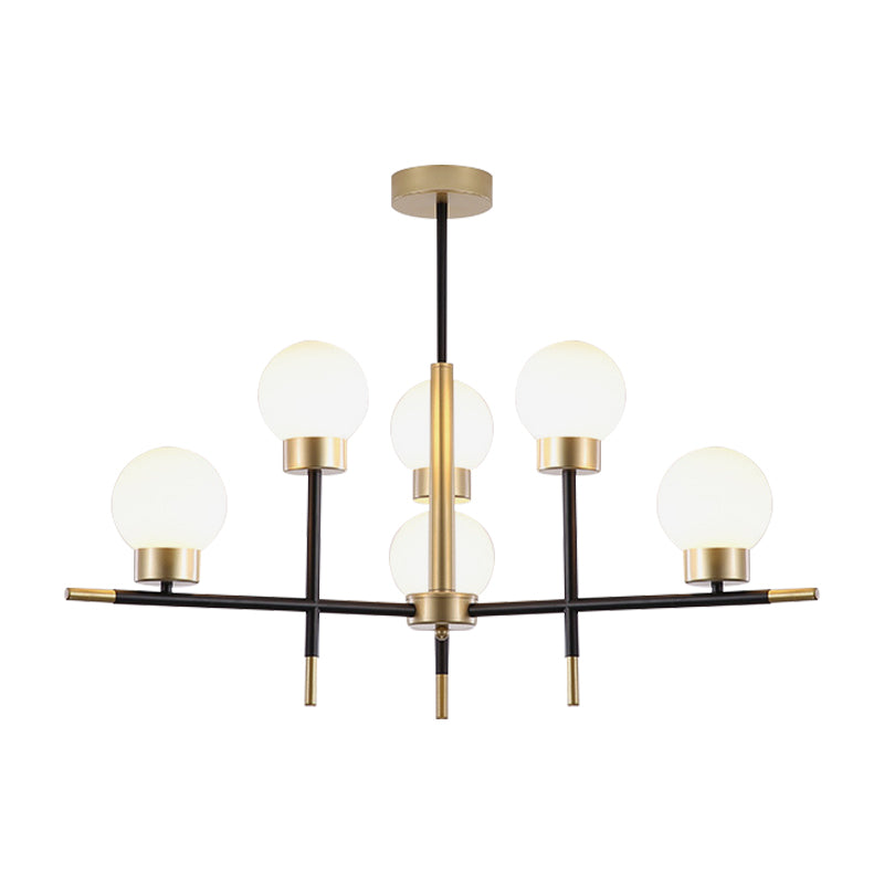 Adult Bedroom Modo Chandelier Metal Modern Style Suspension Light with Clear/White Glass Shade Clearhalo 'Ceiling Lights' 'Chandeliers' 'Clear' 'Industrial' 'Modern Chandeliers' 'Modern' 'Tiffany' 'Traditional Chandeliers' Lighting' 188417