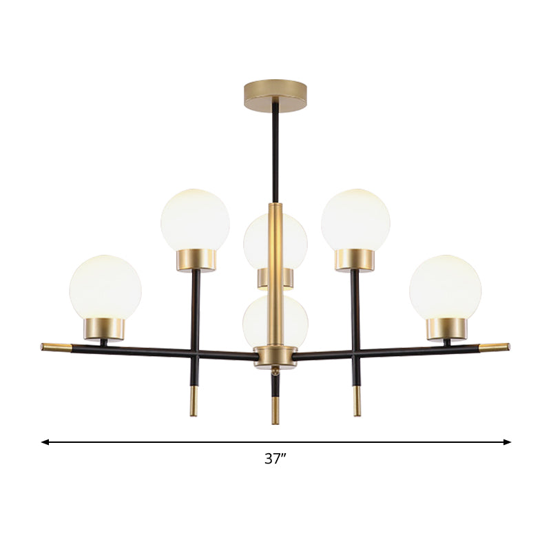 Adult Bedroom Modo Chandelier Metal Modern Style Suspension Light with Clear/White Glass Shade Clearhalo 'Ceiling Lights' 'Chandeliers' 'Clear' 'Industrial' 'Modern Chandeliers' 'Modern' 'Tiffany' 'Traditional Chandeliers' Lighting' 188418