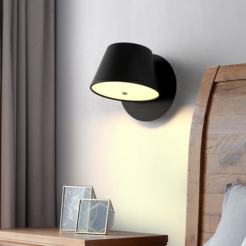 Monochrome Trapezoid Wall Sconce Modern Stylish Metal Rotatable Wall Lamp for Office Black Clearhalo 'Wall Lamps & Sconces' 'Wall Lights' Lighting' 188443