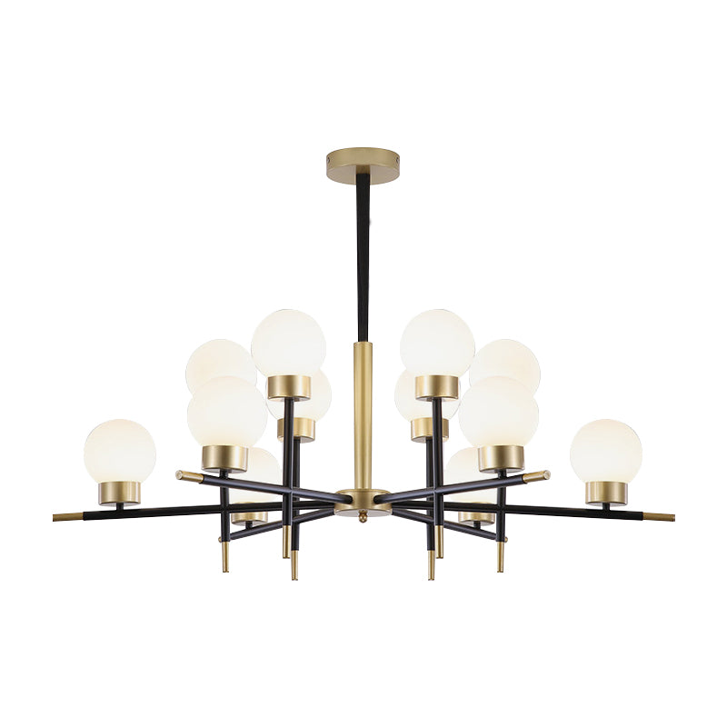 Contemporary Globe Shade Chandelier Multi-Head Metal Large Clear/White Glass Pendant Lamp for Hotel Clearhalo 'Ceiling Lights' 'Chandeliers' 'Clear' 'Industrial' 'Modern Chandeliers' 'Modern' 'Tiffany' 'Traditional Chandeliers' Lighting' 188476